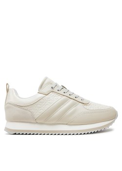Calvin Klein Sneakersy Runner Lace Up Saff Mono HW0HW02102 Beżowy ze sklepu MODIVO w kategorii Buty sportowe damskie - zdjęcie 182756496