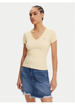 Tommy Jeans T-Shirt Essential DW0DW17385 Żółty Slim Fit ze sklepu MODIVO w kategorii Bluzki damskie - zdjęcie 182756598