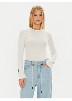 Gina Tricot Bluzka Bow Rib Top 22743 Beżowy Slim Fit ze sklepu MODIVO w kategorii Bluzki damskie - zdjęcie 182757148