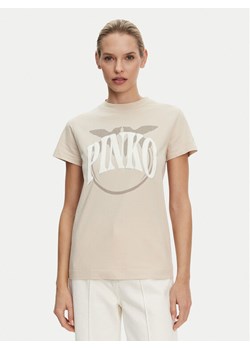 PINKO T-Shirt Start 101752 A2CT Beżowy Regular Fit ze sklepu MODIVO w kategorii Bluzki damskie - zdjęcie 182757317