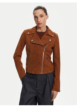 Serge Pariente Kurtka skórzana Oxford Vs Brązowy Slim Fit ze sklepu MODIVO w kategorii Kurtki damskie - zdjęcie 182758166