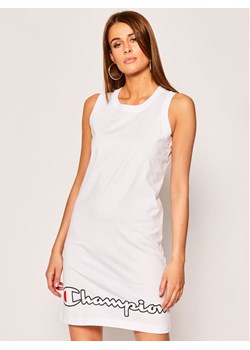 Champion Sukienka codzienna Script Logo Ribbed Trim 112657 Biały Regular Fit ze sklepu MODIVO w kategorii Sukienki - zdjęcie 182759155