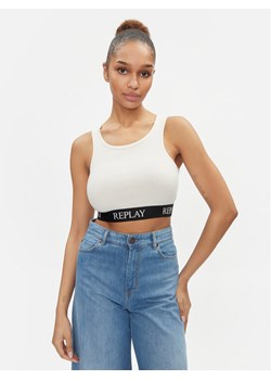 Replay Top W3782C.000.23687P Écru Slim Fit ze sklepu MODIVO w kategorii Bluzki damskie - zdjęcie 182759929
