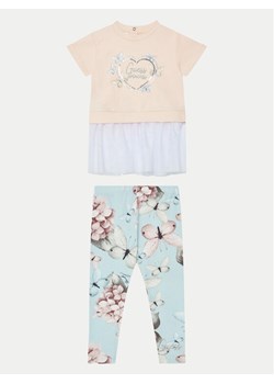 Guess Komplet bluzka i legginsy K5RG05 KAN04 Różowy Regular Fit ze sklepu MODIVO w kategorii Komplety dziewczęce - zdjęcie 182760766