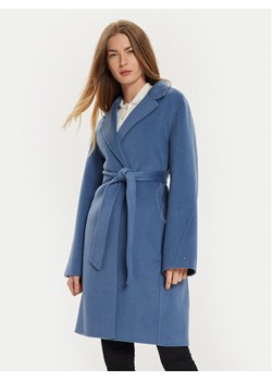 Tommy Hilfiger Płaszcz wełniany WW0WW43603 Niebieski Regular Fit ze sklepu MODIVO w kategorii Płaszcze damskie - zdjęcie 182761936