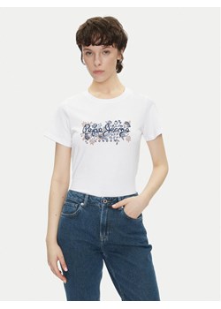 Pepe Jeans T-Shirt Rosalind PL506034 Biały Regular Fit ze sklepu MODIVO w kategorii Bluzki damskie - zdjęcie 182763719