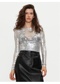 Noisy May Bluzka Lucia 27032152 Srebrny Slim Fit ze sklepu MODIVO w kategorii Bluzki damskie - zdjęcie 182764438