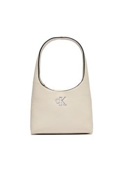Calvin Klein Jeans Torebka Minimal Monogram Shoulder Bag K60K610843 Écru ze sklepu MODIVO w kategorii Torby Shopper bag - zdjęcie 182764546