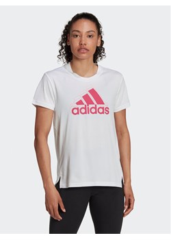 adidas Koszulka techniczna 3-Stripes Sport Brand Love T-Shirt HK6514 Biały Regular Fit ze sklepu MODIVO w kategorii Bluzki damskie - zdjęcie 182765336