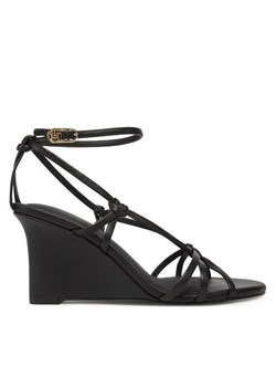 Tommy Hilfiger Sandały Leather Knots Wedge Sandal FW0FW08417 Czarny ze sklepu MODIVO w kategorii Sandały damskie - zdjęcie 182765575