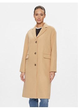 Tommy Jeans Płaszcz wełniany DW0DW17232 Beżowy Relaxed Fit ze sklepu MODIVO w kategorii Płaszcze damskie - zdjęcie 182766218