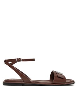 Sandały Calvin Klein Flat Sandal W/Ck Hw - Lth HW0HW02367 Brązowy ze sklepu eobuwie.pl w kategorii Sandały damskie - zdjęcie 183545687