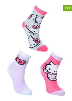 Hello Kitty Skarpety (3 pary) &quot;Hello Kitty&quot; w kolorze różowo-fioletowo-szarym ze sklepu Limango Polska w kategorii Skarpetki dziecięce - zdjęcie 183548605