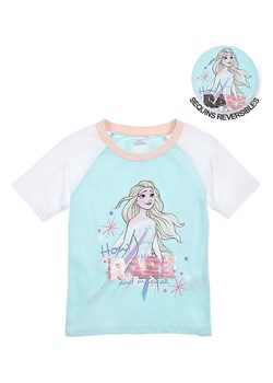 Disney Frozen Koszulka &quot;Kraina Lodu&quot; w kolorze biało-turkusowym ze wzorem ze sklepu Limango Polska w kategorii Bluzki dziewczęce - zdjęcie 183549228