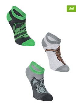 Jurassic World Skarpety (3 pary) &quot;Park Jurajski&quot; w kolorze szaro-zielonym ze sklepu Limango Polska w kategorii Skarpetki dziecięce - zdjęcie 183549275