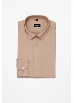 KOSZULA VERSONE 3308C DŁUGI RĘKAW SLIM FIT BEŻOWA Z BAWEŁNĄ ze sklepu Recman w kategorii Koszule męskie - zdjęcie 183553075
