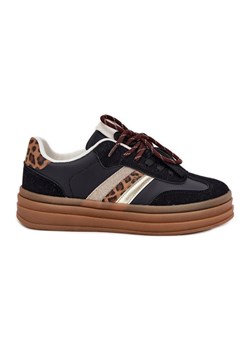 Inna Sneakersy Damskie Na Platformie Z Podwójnym Sznurowaniem Panterka Czarne - id: 225421 - marki ButyModne.pl - 183553868 Inna Sneakersy Damskie Na Platformie Z Podwójnym Sznurowaniem Panterka Czarne ze sklepu ButyModne.pl w kategorii Buty sportowe damskie - zdjęcie 183553868