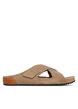 Pepe Jeans Klapki Corby Cross PMS90124 Beżowy ze sklepu MODIVO w kategorii Klapki męskie - zdjęcie 183558569