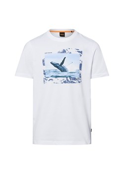 BOSS Orange Koszulka męska - Dunetrace Mężczyźni Bawełna biały nadruk ze sklepu vangraaf w kategorii T-shirty męskie - zdjęcie 183559905