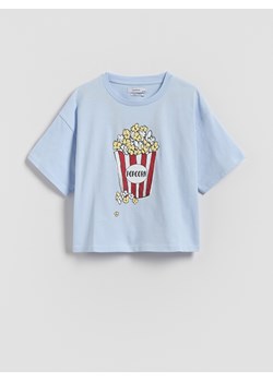 Reserved - Bawełniany t-shirt z nadrukiem - jasnoniebieski ze sklepu Reserved w kategorii Bluzki dziewczęce - zdjęcie 183560679