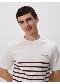 Reserved - T-shirt regular w paski - złamana biel ze sklepu Reserved w kategorii T-shirty męskie - zdjęcie 183560865