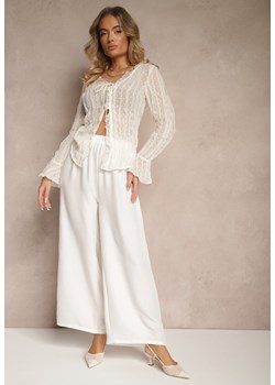 Białe Spodnie Typu Palazzo High Waist o Szerokim Kroju Arathira ze sklepu renee.pl w kategorii Spodnie damskie - zdjęcie 183561208