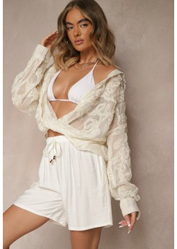 Jasnobeżowe Szorty z Bawełny High Waist z Wiązaniem Filorella ze sklepu renee.pl w kategorii Szorty - zdjęcie 183561415