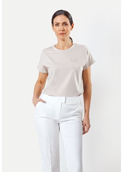 Beżowy t-shirt z ozdobną literką ze sklepu Molton w kategorii Bluzki damskie - zdjęcie 183565405