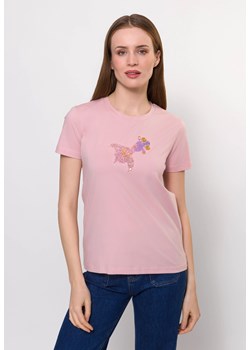 Różowy bawełniany t-shirt z rybką ze sklepu Molton w kategorii Bluzki damskie - zdjęcie 183566548