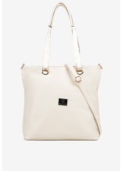 Beżowo-Kremowa Torebka Shopperka z Metalicznymi Wstawkami Lanastiela ze sklepu born2be.pl w kategorii Torby Shopper bag - zdjęcie 183569438