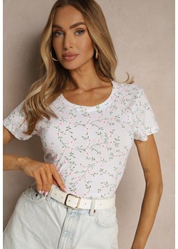 Biały Bawełniany T-shirt z Kwiatowym Wzorem Savioraie ze sklepu renee.pl w kategorii Bluzki damskie - zdjęcie 183570115
