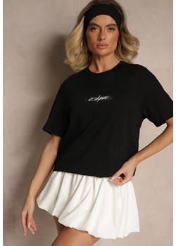 Czarna Bawełniana Koszulka T-shirt z Małym Napisem Lanivelle ze sklepu renee.pl w kategorii Bluzki damskie - zdjęcie 183572456