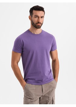 Męski klasyczny bawełniany T-shirt BASIC - fioletowy V13 OM-TSBS-0236 ze sklepu ombre w kategorii T-shirty męskie - zdjęcie 183574955