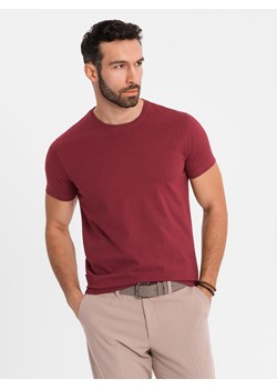 Klasyczny T-shirt męski bawełniany BASIC - bordowy V16 OM-TSBS-0236 ze sklepu ombre w kategorii T-shirty męskie - zdjęcie 183575008