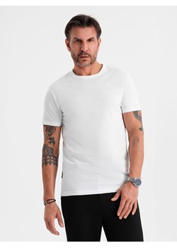 Męski klasyczny bawełniany T-shirt BASIC - biały V4 OM-TSBS-0236 ze sklepu ombre w kategorii T-shirty męskie - zdjęcie 183575098