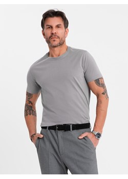 Męski klasyczny bawełniany T-shirt BASIC - szary V3 OM-TSBS-0236 ze sklepu ombre w kategorii T-shirty męskie - zdjęcie 183575217