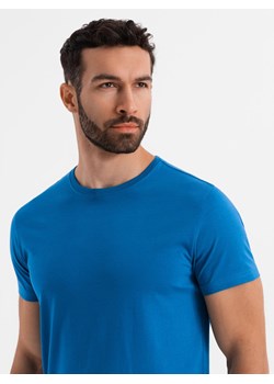 Klasyczny T-shirt męski bawełniany BASIC - piaskowy V11 OM-TSBS-0236 ze sklepu ombre w kategorii T-shirty męskie - zdjęcie 183575237