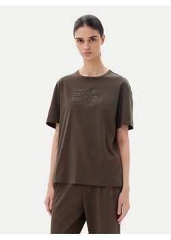 EA7 Emporio Armani T-Shirt 7W000098 AF12503 U6139 Brązowy Loose Fit ze sklepu MODIVO w kategorii Bluzki damskie - zdjęcie 183578125