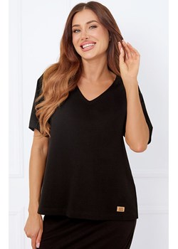 Bluzka damska z krótkim rękawem czarna Caro, Kolor czarny, Rozmiar S, Italian Fashion ze sklepu Intymna w kategorii Bluzki damskie - zdjęcie 183592356