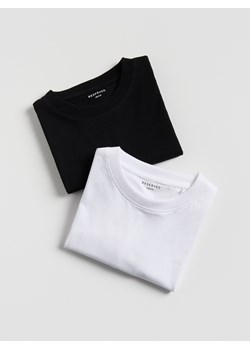 Reserved - Bawełniany t-shirt basic 2 pack - biały ze sklepu Reserved w kategorii T-shirty chłopięce - zdjęcie 183595059