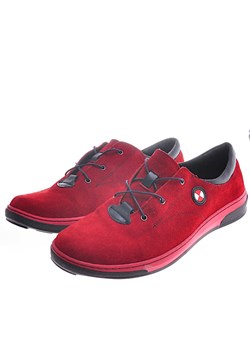 Buty męskie z naturalnej skóry zamszowej Czerwone /651 972 S794/ ze sklepu Pantofelek24.pl w kategorii Półbuty męskie - zdjęcie 183597206