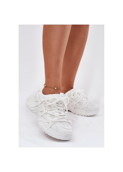 Boto Sneakersy Damskie Z Podwójnym Sznurowaniem Białe Onivetta ze sklepu ButyModne.pl w kategorii Buty sportowe damskie - zdjęcie 183599187