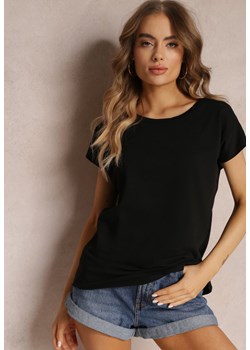 Czarny T-shirt z Krótkim Rękawem Bawełniany Telarosa ze sklepu renee.pl w kategorii Bluzki damskie - zdjęcie 183601025
