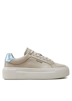 Calvin Klein Sneakersy Ff Cupsole Lace Up W/Ml Lth HW0HW02118 Beżowy ze sklepu MODIVO w kategorii Trampki damskie - zdjęcie 183601079