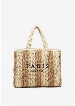 Beżowa Torebka Shopper Plażowa z Napisem Navirael ze sklepu born2be.pl w kategorii Torby letnie - zdjęcie 183609137