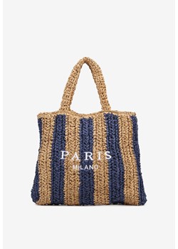 Granatowa Torebka Shopper Plażowa z Napisem Navirael ze sklepu born2be.pl w kategorii Torby letnie - zdjęcie 183611337