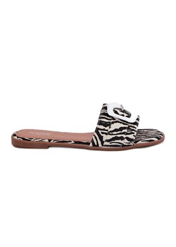 Inna Płaskie Klapki Damskie Z Ozdobną Klamrą Zebra białe ze sklepu ButyModne.pl w kategorii Klapki damskie - zdjęcie 183628475