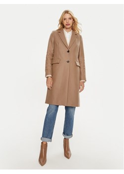 Tommy Hilfiger Płaszcz wełniany WW0WW42738 Brązowy Regular Fit ze sklepu MODIVO w kategorii Płaszcze damskie - zdjęcie 183631629