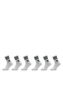 adidas Zestaw 6 par wysokich skarpet unisex 3-Stripes JE1828 Biały ze sklepu MODIVO w kategorii Skarpetki damskie - zdjęcie 183631689