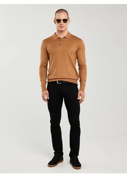 Sweter męski z kołnierzykiem polo brązowy Bradson 802 ze sklepu Big Star w kategorii Swetry męskie - zdjęcie 183635889
